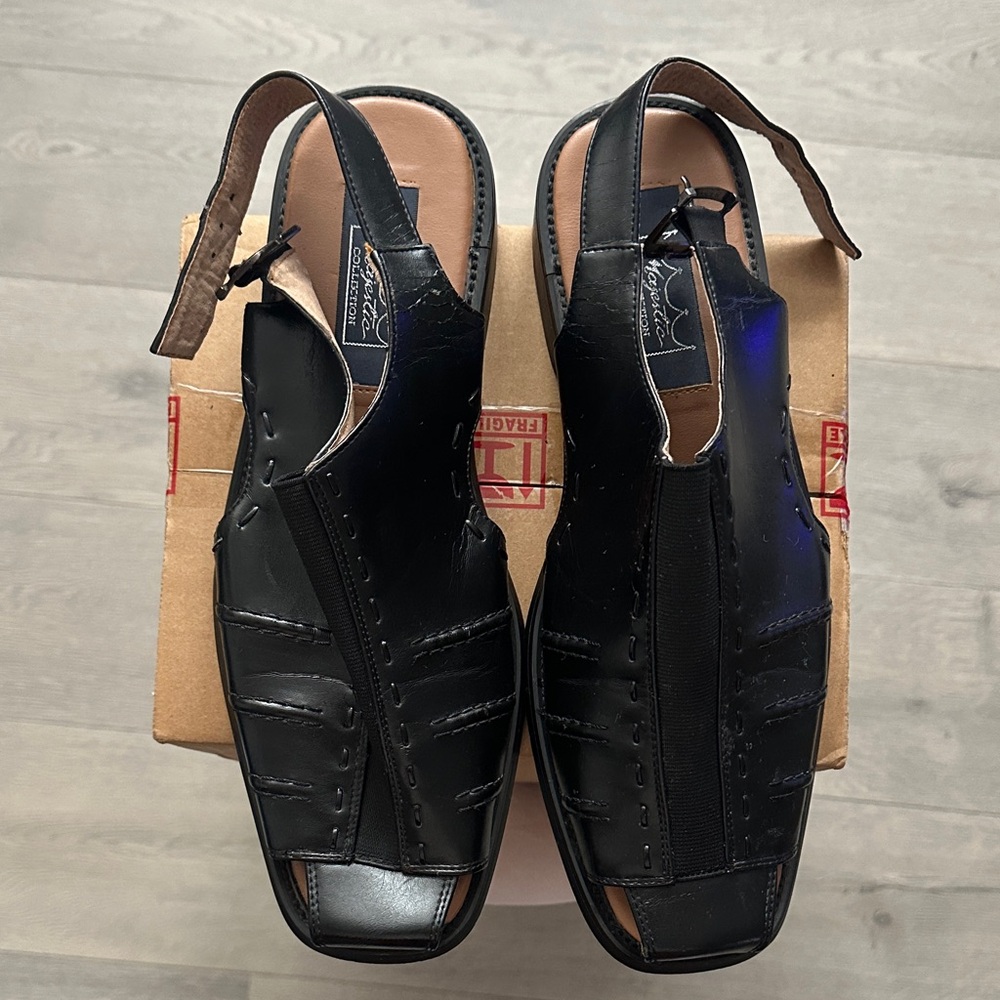 Majestic Collections Black Leather Men's Sandals